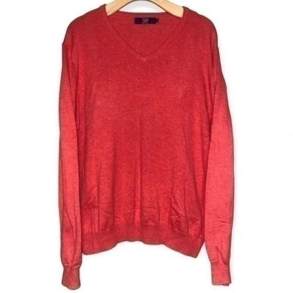 J. Crew Men’s Size L Red Cotton V-Neck Pullover Sweater